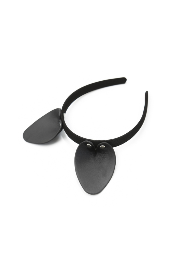 Uszy Kota Vegan Leather Cat Ears Black/Silver Kinky Diva