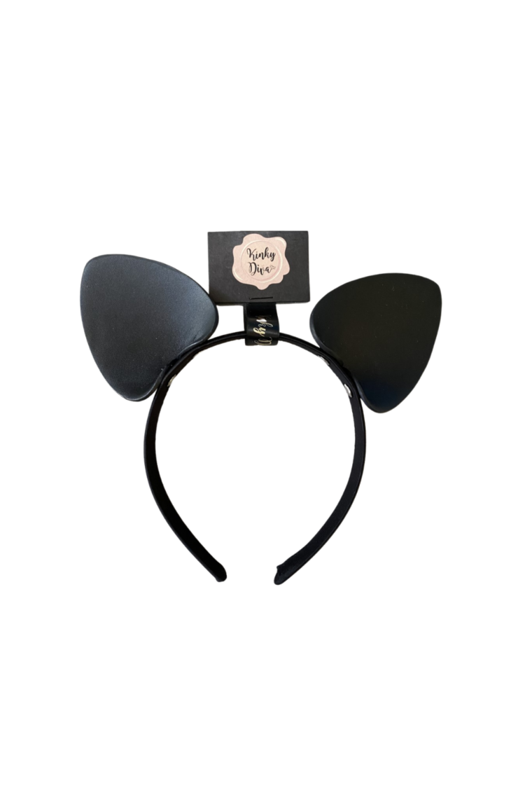 Uszy Kota Vegan Leather Cat Ears Black/Silver Kinky Diva