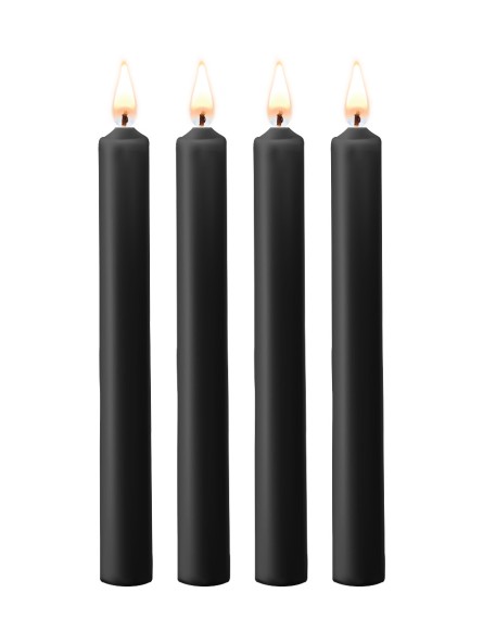 Teasing Wax Candles Large 4-Pack Black - Czarny Zestaw Długich Świec Do Bdsm Ouch! by Shots