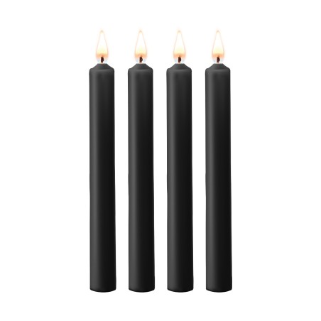 Teasing Wax Candles Large 4-Pack Black - Czarny Zestaw Długich Świec Do Bdsm Ouch! by Shots