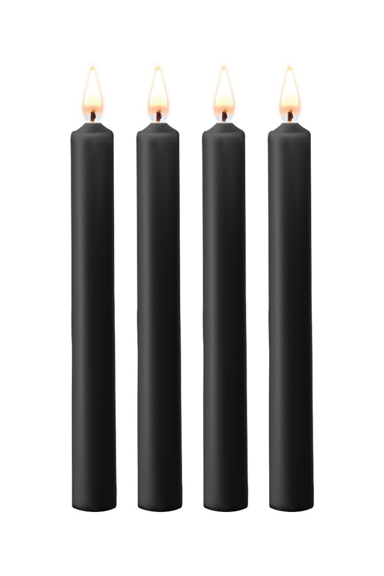 Teasing Wax Candles Large 4-Pack Black - Czarny Zestaw Długich Świec Do Bdsm Ouch! by Shots