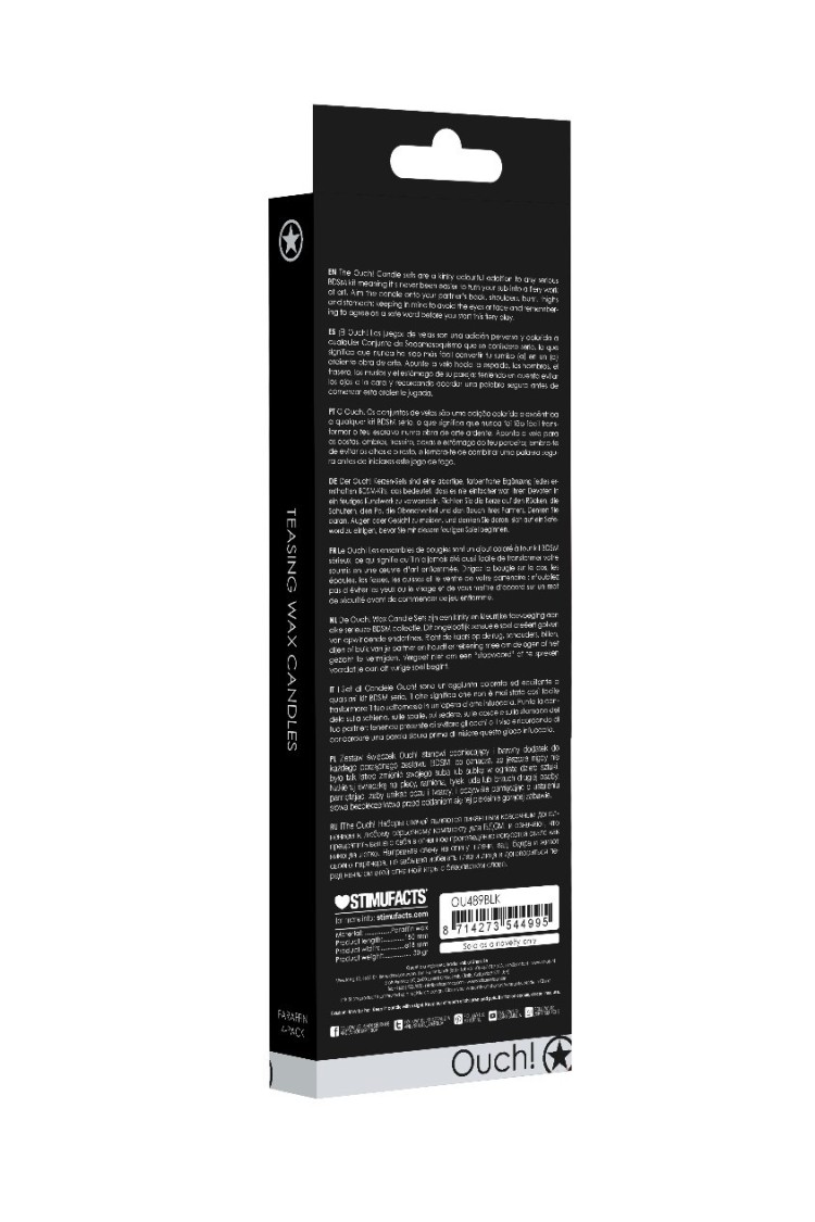 Teasing Wax Candles Large 4-Pack Black - Czarny Zestaw Długich Świec Do Bdsm Ouch! by Shots