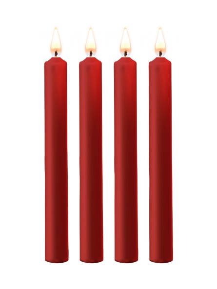 Teasing Wax Candles Large 4-Pack Red - Czerwony Zestaw Długich Świec Do Bdsm Ouch! by Shots