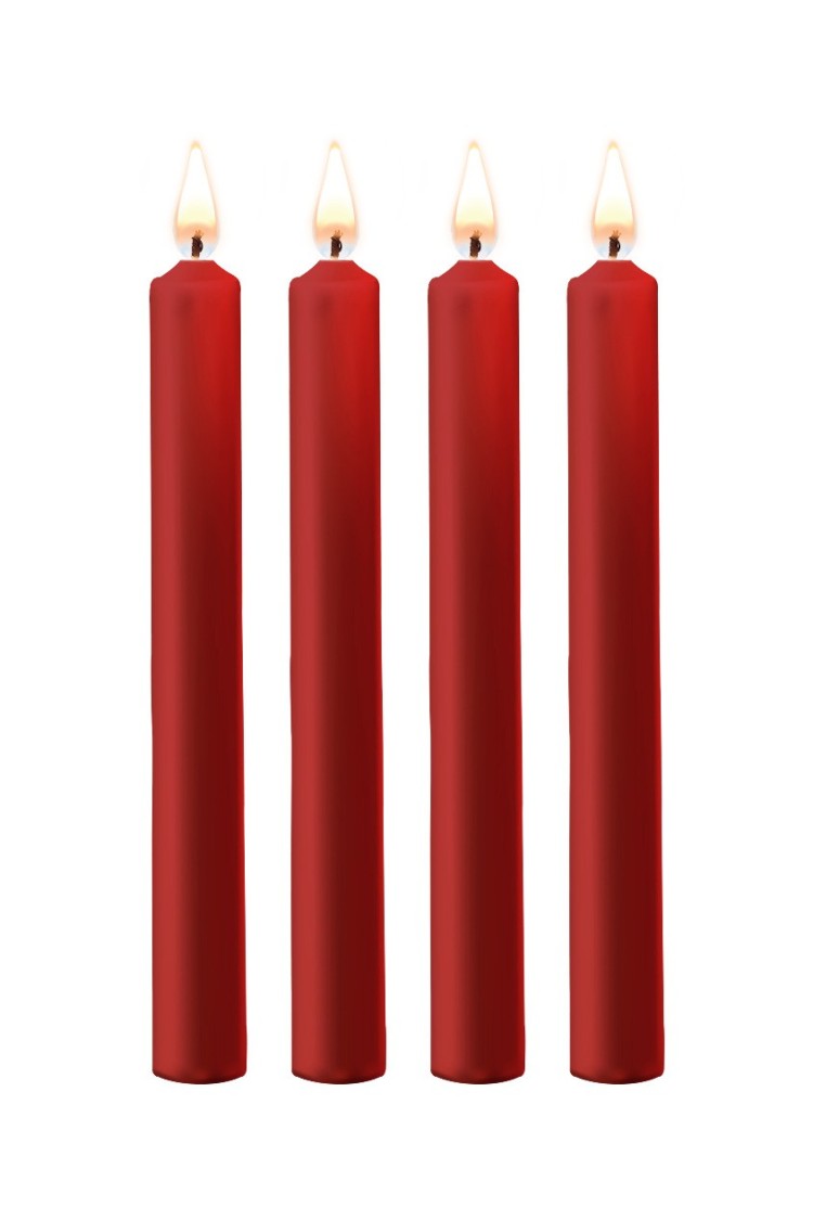 Teasing Wax Candles Large 4-Pack Red - Czerwony Zestaw Długich Świec Do Bdsm Ouch! by Shots