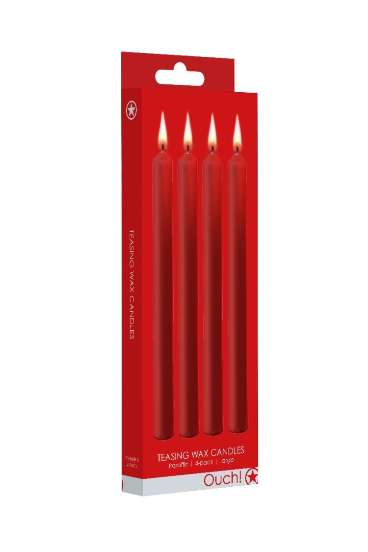 Teasing Wax Candles Large 4-Pack Red - Czerwony Zestaw Długich Świec Do Bdsm Ouch! by Shots