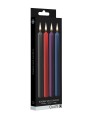 Teasing Wax Candles Large 4-Pack Mixed Color - Wielokolorowy Zestaw Długich Świec Do Bdsm Ouch! by Shots