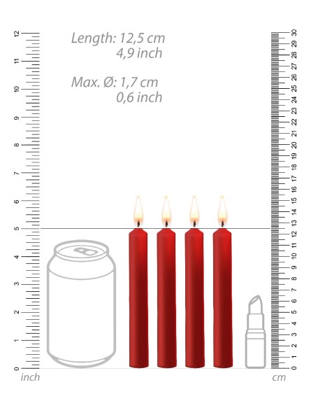Teasing Wax Candles 4-Pack Red - Czerwony Zestaw Świec Do Bdsm Ouch! by Shots