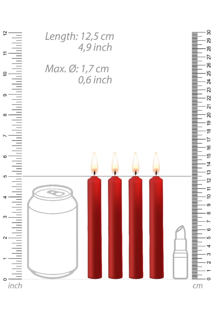 Teasing Wax Candles 4-Pack Red - Czerwony Zestaw Świec Do Bdsm Ouch! by Shots