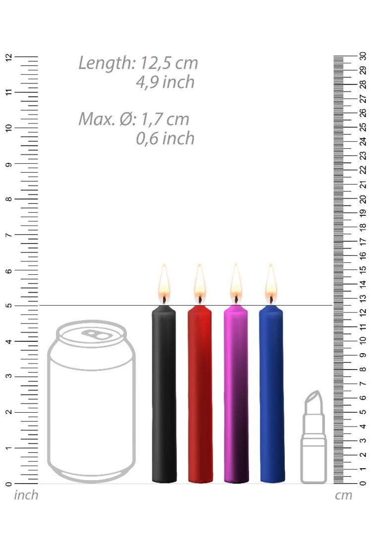 Teasing Wax Candles 4-Pack Mixed Colors - Wielokolorowy Zestaw Świec Do Bdsm Ouch! by Shots