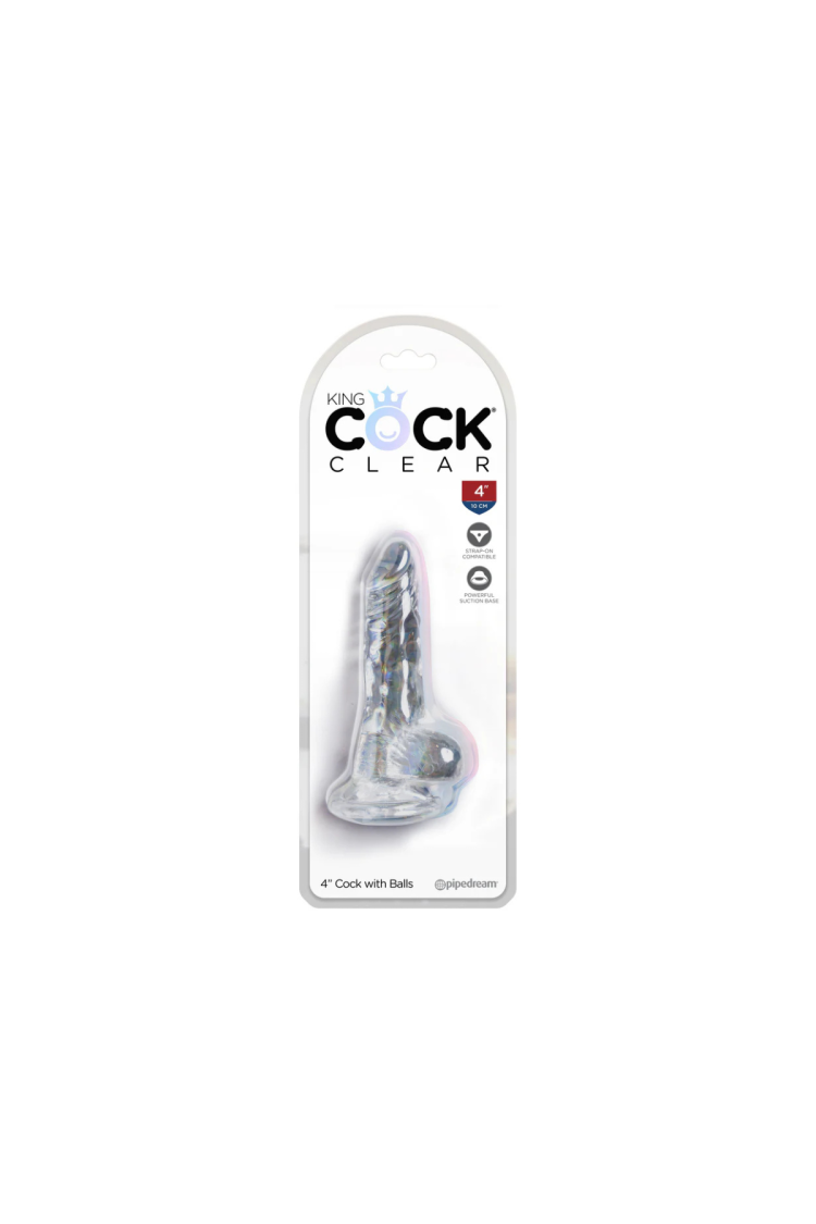 Dildo 10Cm King Cock Clear Cock With Balls Pipedream