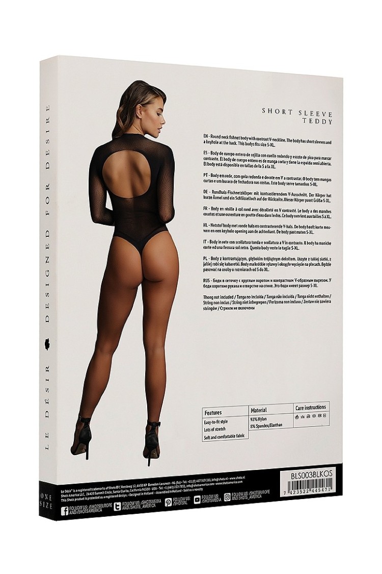 Body Le Désir Short Sleeve Teddy One Size Black Le Désir
