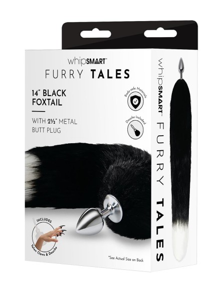 Korek Analny Lisi Ogon Metal Plug Black Indigo Fox Tail Whipsmart