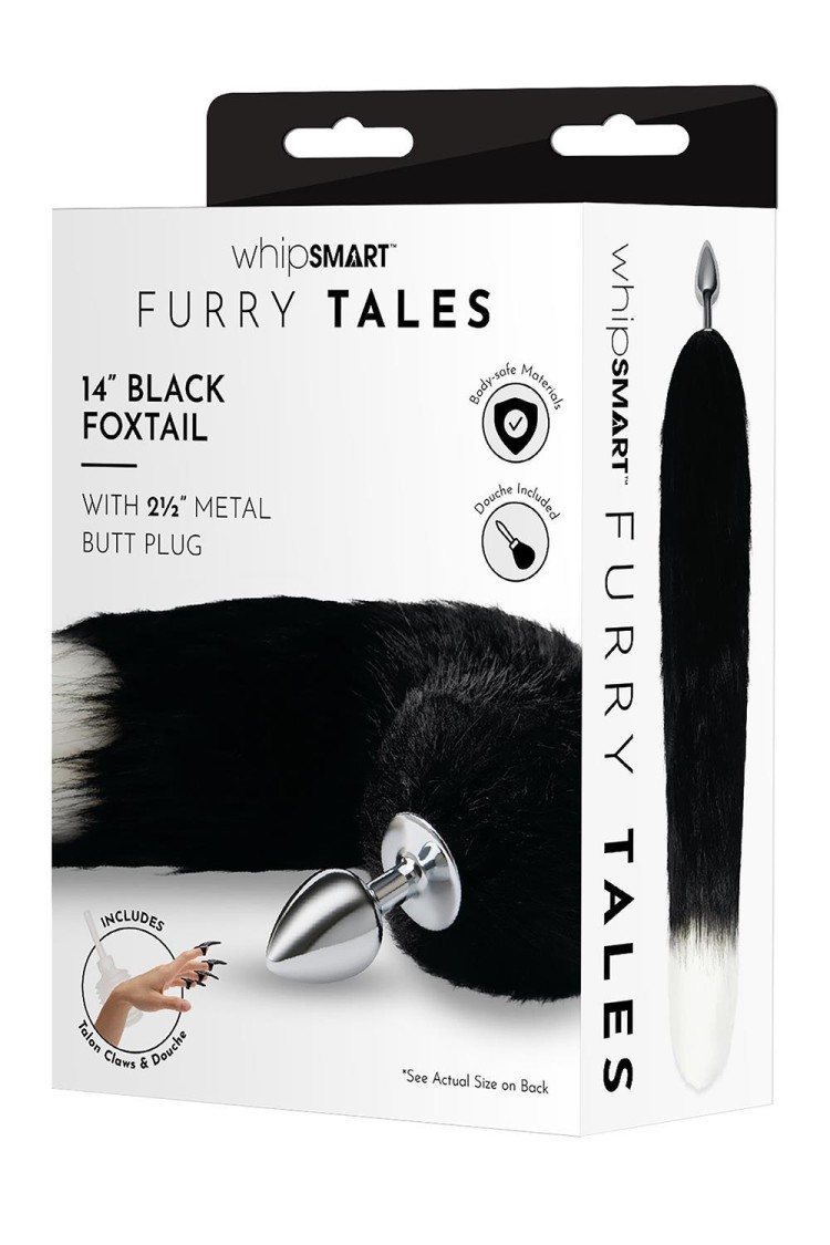 Korek Analny Lisi Ogon Metal Plug Black Indigo Fox Tail Whipsmart