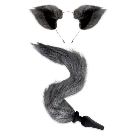 Zestaw Lis Korek Analny I Uszy Plug Grey Fox Tail Set Whipsmart