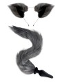 Zestaw Lis Korek Analny I Uszy Plug Grey Fox Tail Set Whipsmart