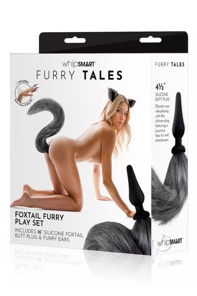 Zestaw Lis Korek Analny I Uszy Plug Grey Fox Tail Set Whipsmart