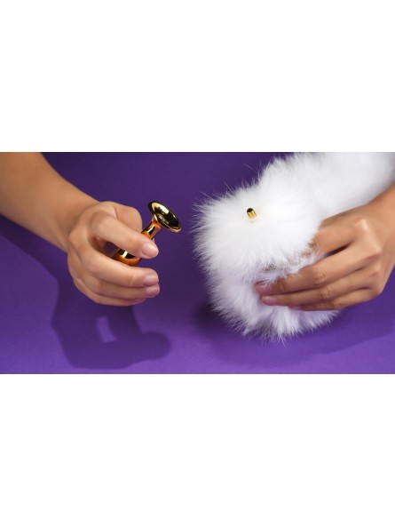 Odczepiany Metalowy Korek Z Lisim Ogonem Upko Fox Fur Tail Small Butt Plug UPKO