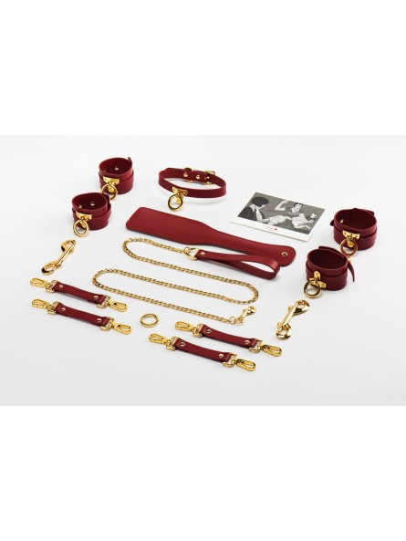 Zestaw Czerwonych Skórzanych Akcesoriów Upko Leather Kinky Tools Set Red UPKO