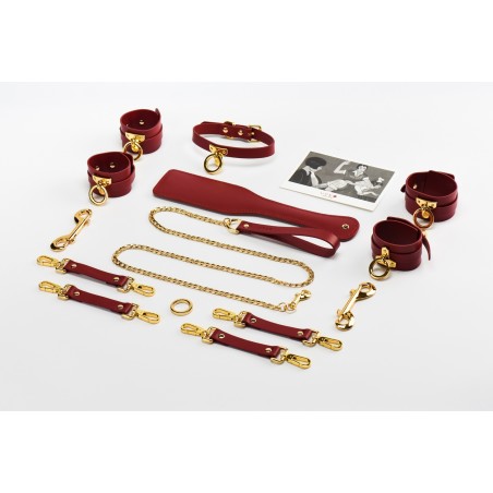 Zestaw Czerwonych Skórzanych Akcesoriów Upko Leather Kinky Tools Set Red UPKO