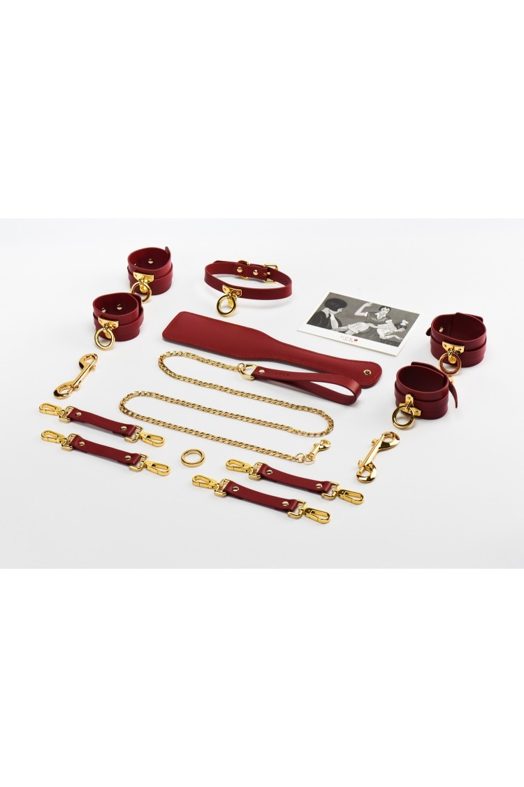 Zestaw Czerwonych Skórzanych Akcesoriów Upko Leather Kinky Tools Set Red UPKO
