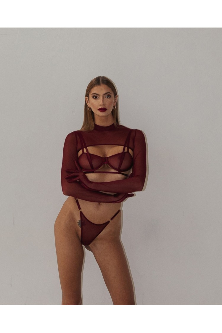 Vivien Burgundy Top Xs/S Promees