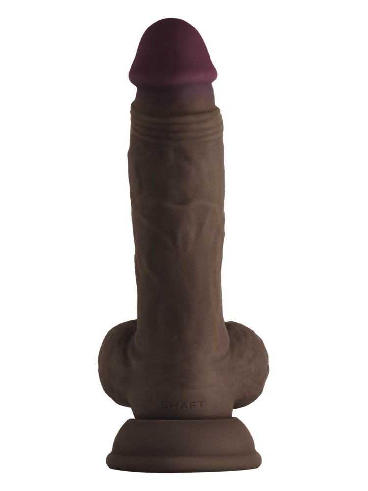 Dildo Na Przyssawce Dong With Balls Mahogany Shaft