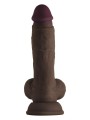 Dildo Na Przyssawce Dong With Balls Mahogany Shaft