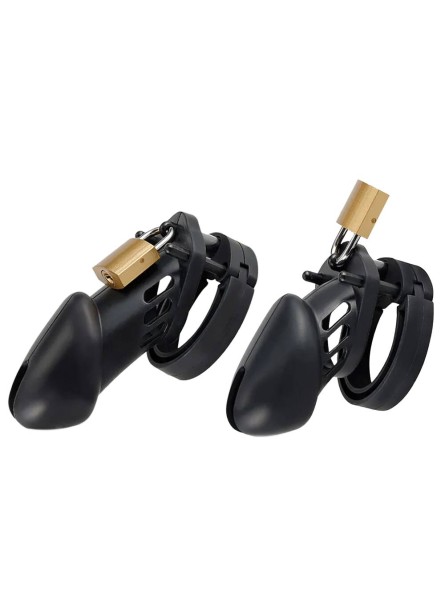 Zestaw Pasów Cnoty Denial Silicone Chastity Cage Set Black Brutus