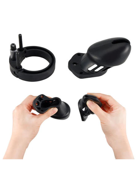 Zestaw Pasów Cnoty Denial Silicone Chastity Cage Set Black Brutus