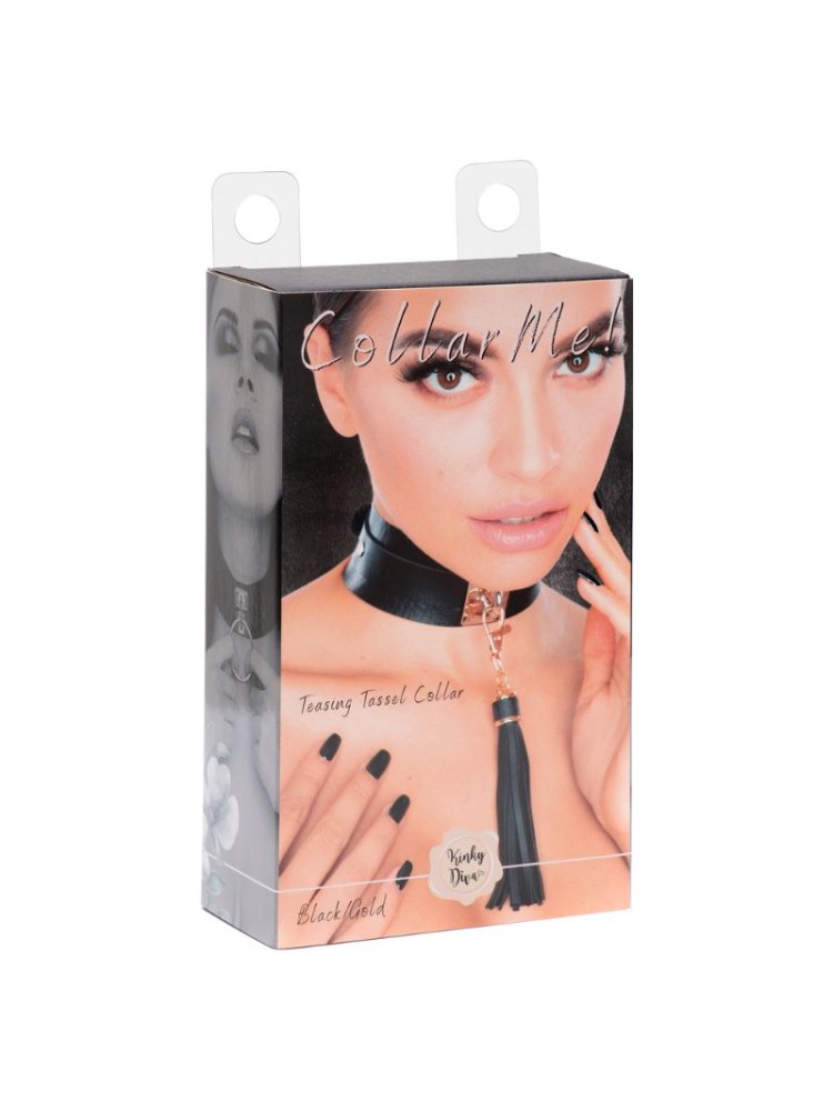 Obróżka Z Chwostem Teasing Tassel Collar Black/Gold Kinky Diva