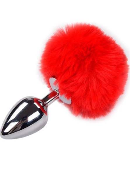 Korek Analny Z Ogonkiem Metal Anal Fluffy Plug Red S Alive