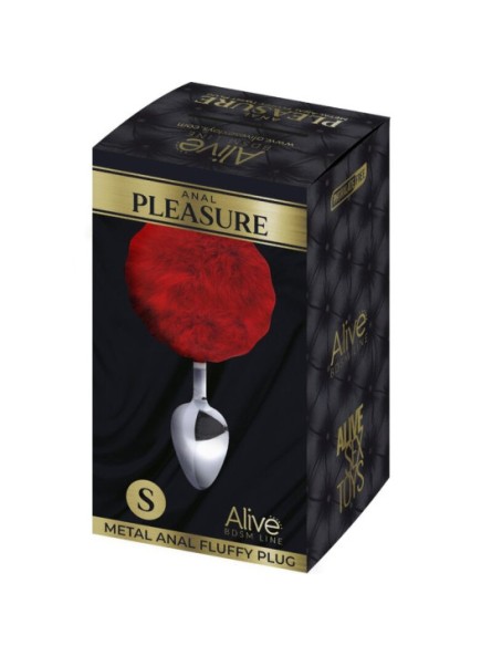 Korek Analny Z Ogonkiem Metal Anal Fluffy Plug Red M Alive