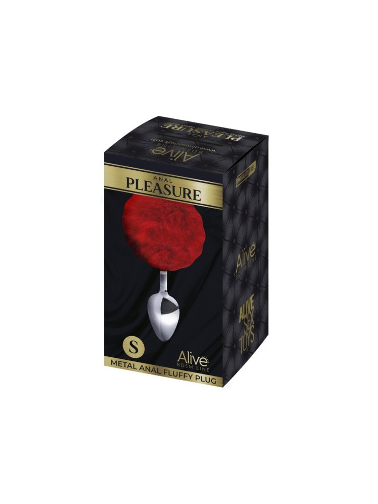 Korek Analny Z Ogonkiem Metal Anal Fluffy Plug Red M Alive