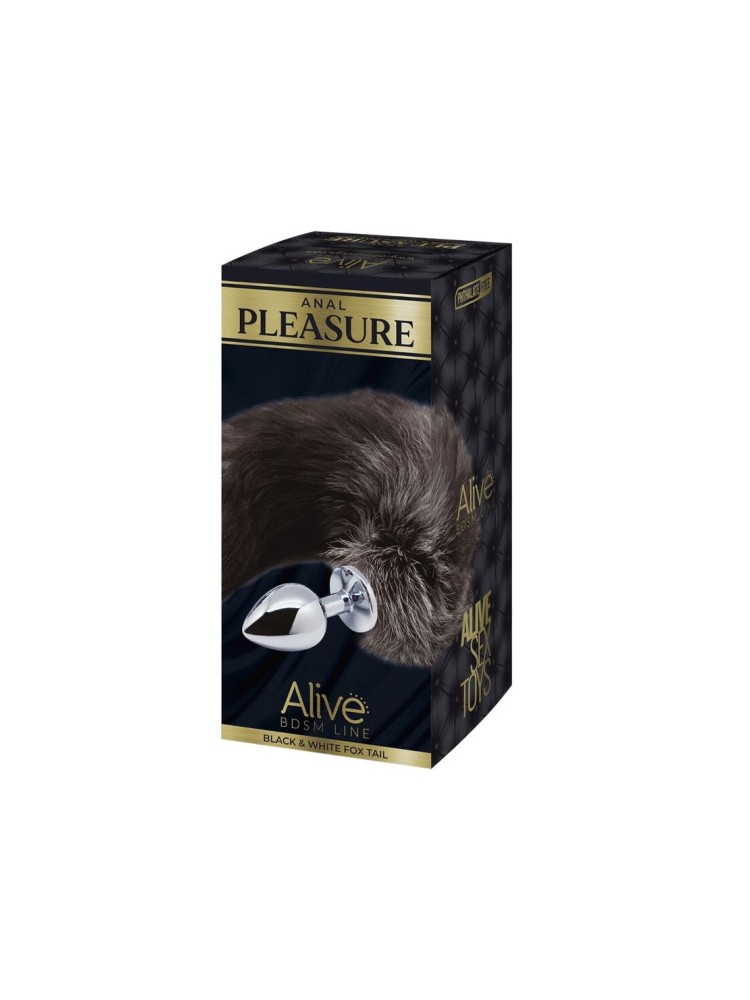 Korek Analny Lisi Ogon Black & White Fox Tail S Alive