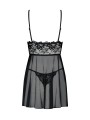 Idillia Babydoll Ze Stringami Czarna L/Xl Obsessive