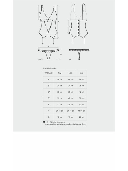 Gorset Ze Stringami Emperita 2Xl/3Xl Obsessive