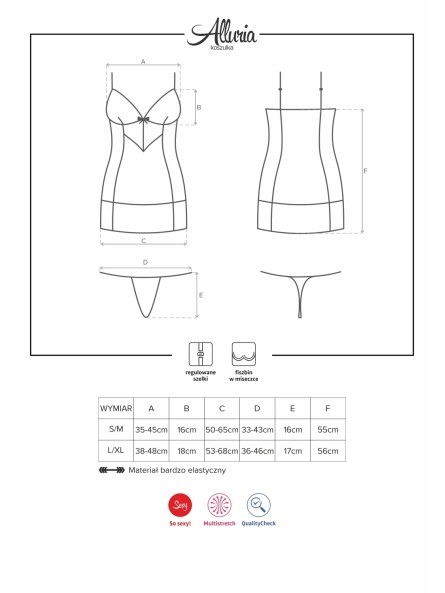Koszulka Ze Stringami Alluria L/Xl Obsessive