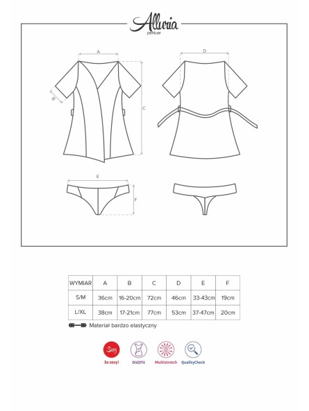 Peniuar Ze Stringami Alluria L/Xl Obsessive