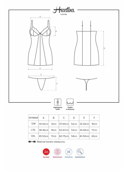 Koszulka Ze Stringami Heartina L/Xl Obsessive