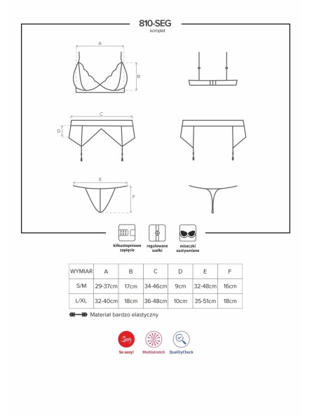 810-Seg Komplet Bielizny Biały L/Xl Obsessive