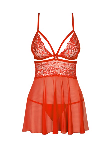 838-Bab-3 Babydoll Ze Stringami L/Xl Obsessive