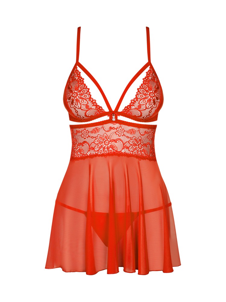 838-Bab-3 Babydoll Ze Stringami L/Xl Obsessive