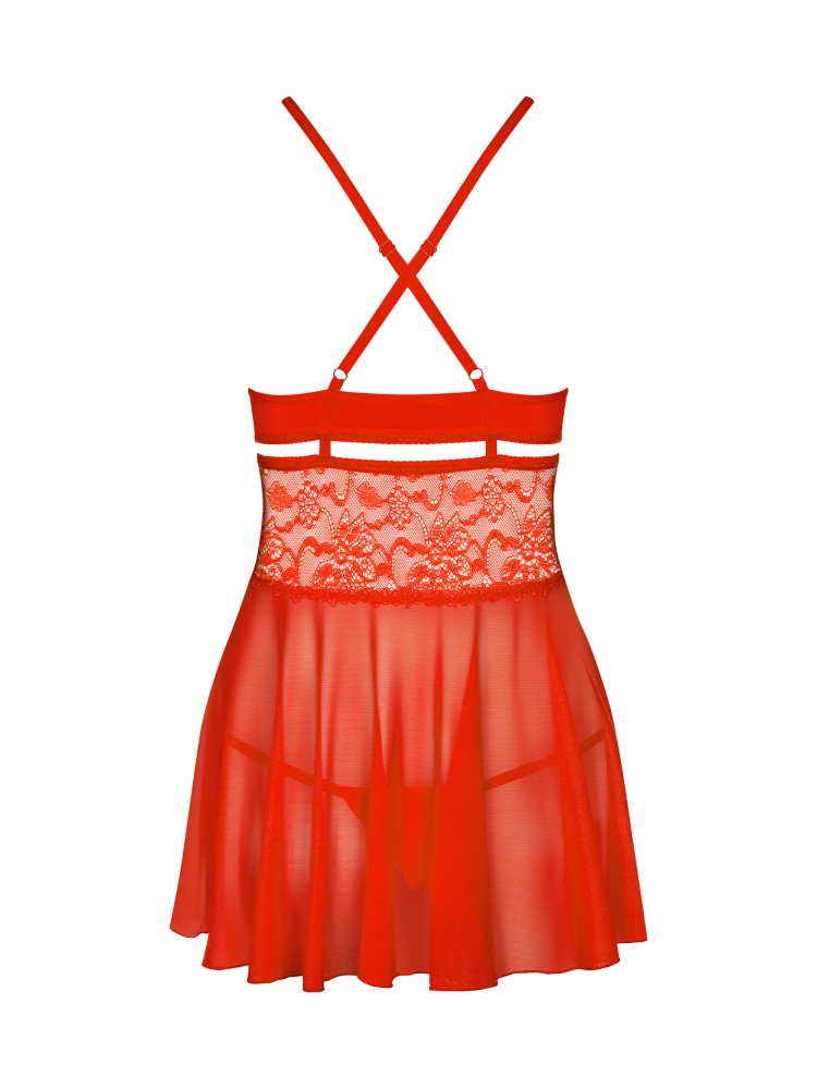 838-Bab-3 Babydoll Ze Stringami L/Xl Obsessive