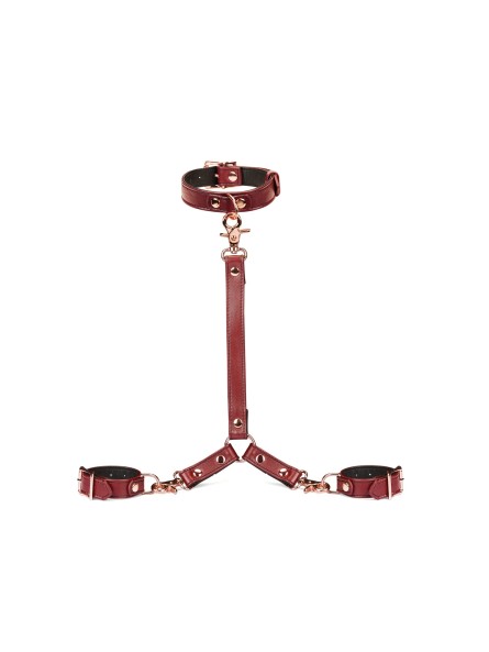 Uprząż Wine Red Collar And Wrist Restraint Harness Liebe Seele