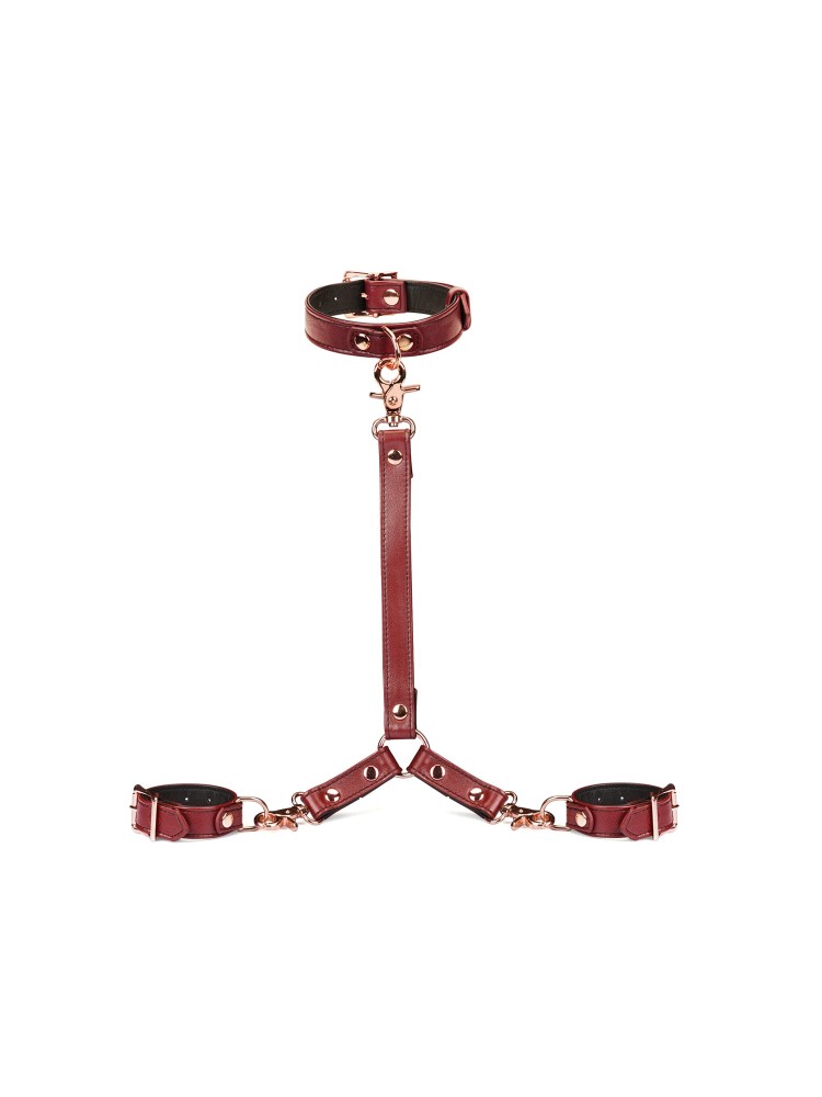 Uprząż Wine Red Collar And Wrist Restraint Harness Liebe Seele