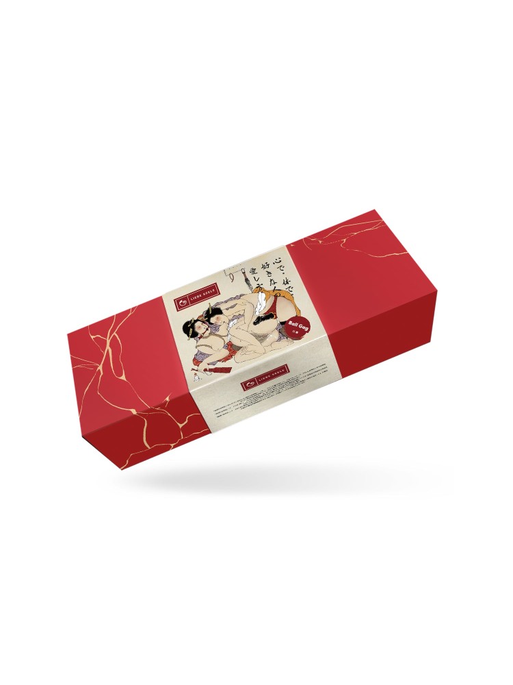 Kinbaku Ukiyoe Bal Gag With Red Rosy Leather Straps Liebe Seele