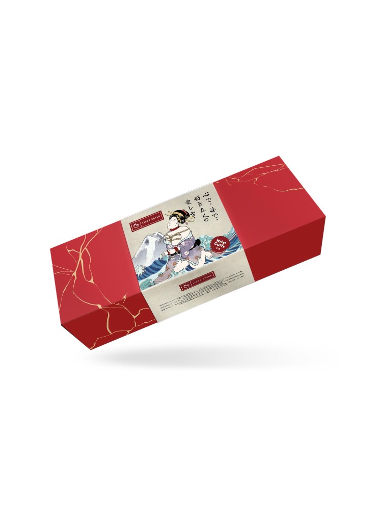 Kinbaku Ukiyoe Red Rosy Lamb Leather Handcuffs Liebe Seele