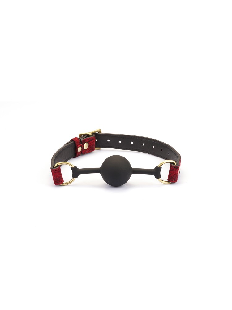 Kinbaku Ukiyoe Bal Gag With Red Rosy Leather Straps Liebe Seele