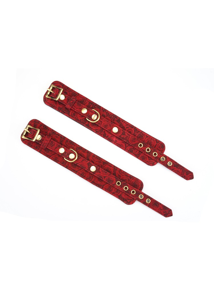 Kinbaku Ukiyoe Red Rosy Lamb Leather Handcuffs Liebe Seele