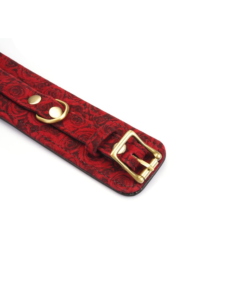 Kinbaku Ukiyoe Red Rosy Lamb Leather Handcuffs Liebe Seele